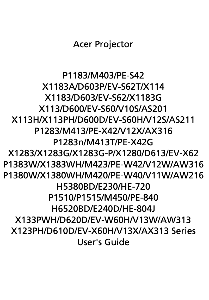 Page 1 de la notice Manuel utilisateur Acer X1283G