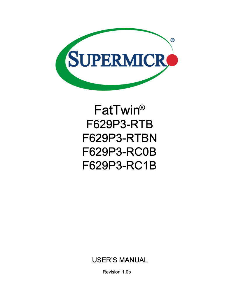 Image de la première page du manuel de l'appareil SuperServer F629P3-RC0B
