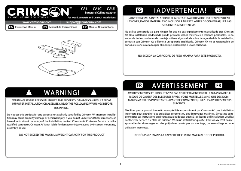 Page n°1 - Manuel utilisateur Crimson CA1C