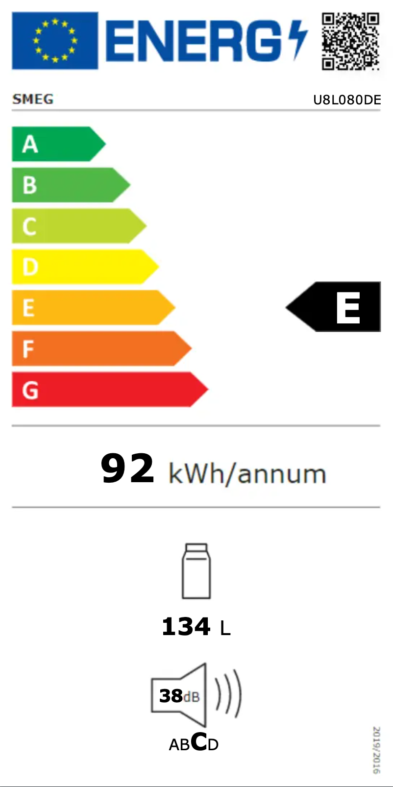 Page n°1 - Label énergétique Smeg U8L080DE