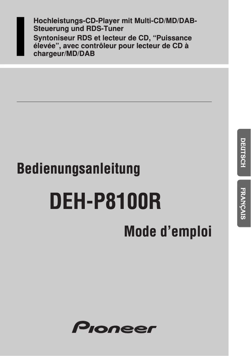 Page n°1 - Manuel utilisateur Pioneer DEH-P8100R
