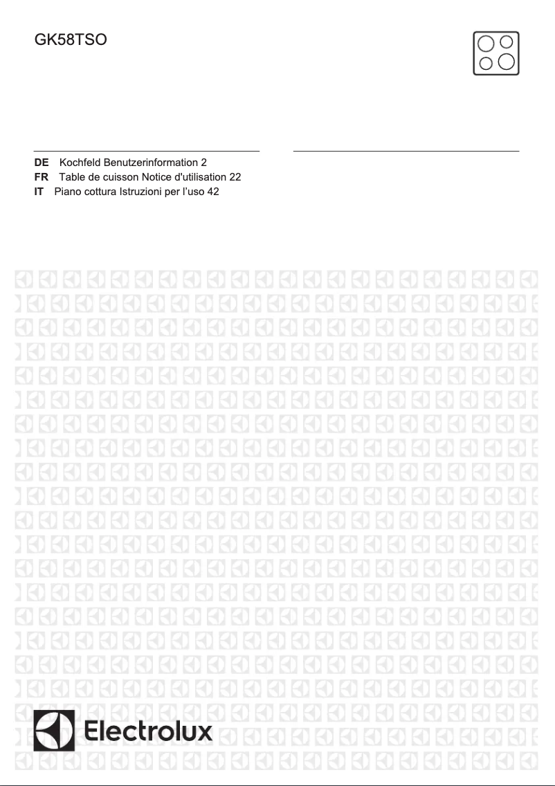 Page 1 de la notice Manuel utilisateur Electrolux GK58TSO