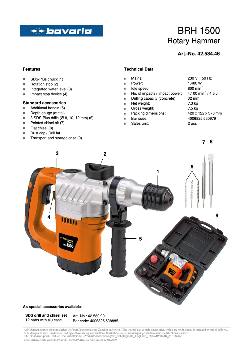 Image de la première page du manuel de l'appareil BRH 1500