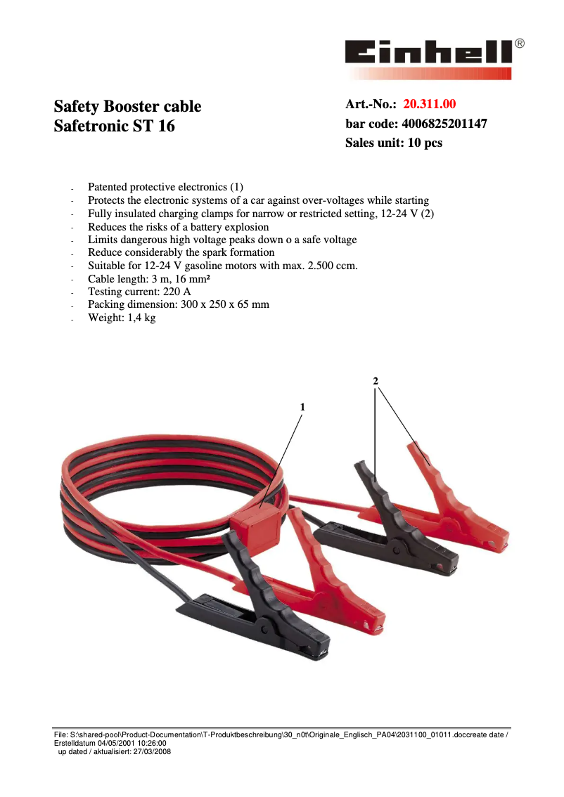 Page n°1 - Fiche technique Einhell ST 16