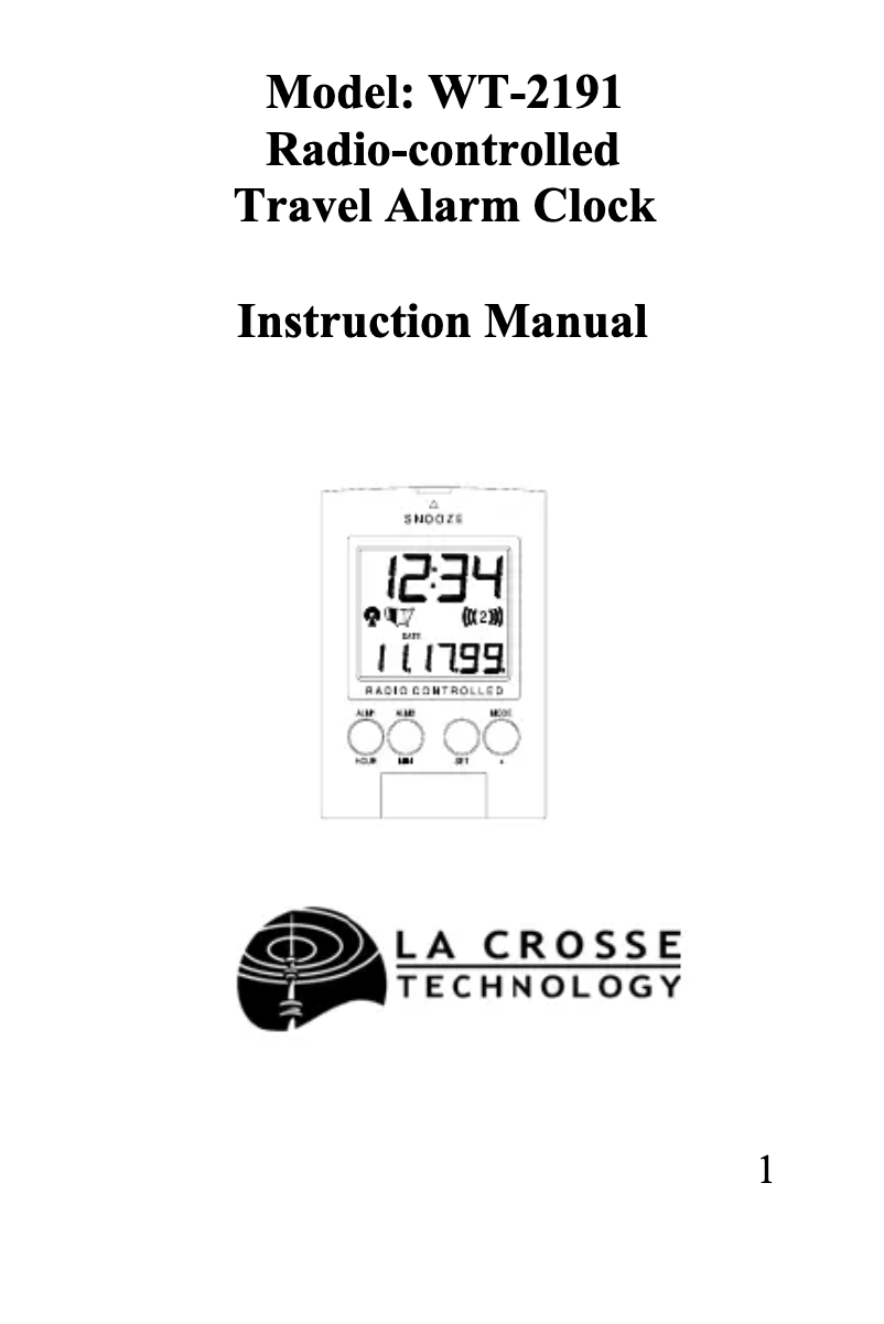 Page n°1 - Manuel utilisateur La Crosse Technology WT-2191A