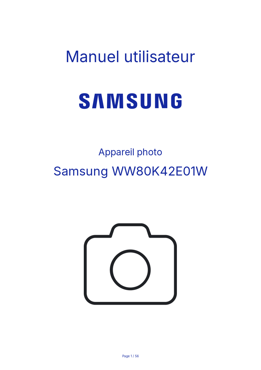 Page n°1 - Manuel utilisateur Samsung WW80K42E01W