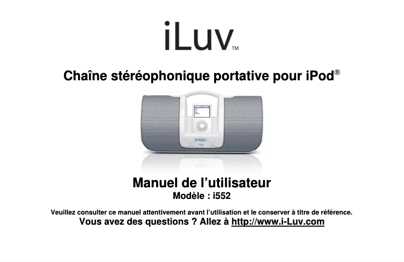 Page 1 de la notice Manuel utilisateur iLuv i552