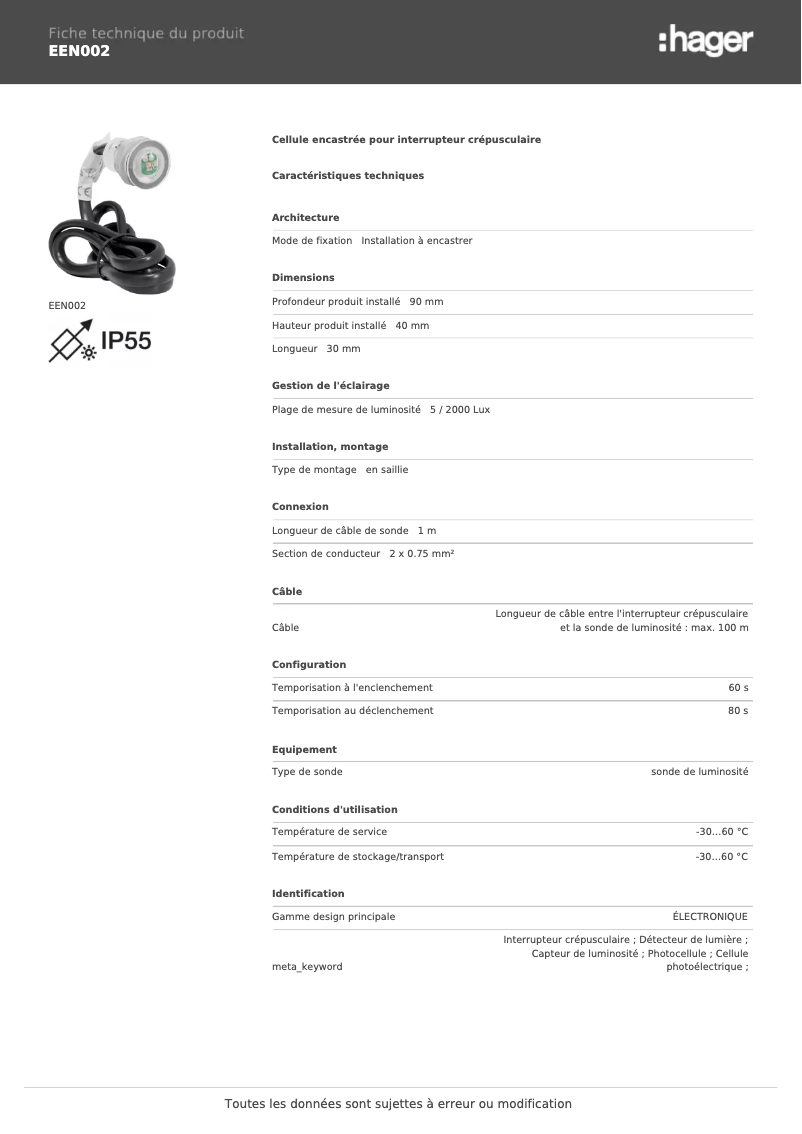 Image de la première page du manuel de l'appareil EEN002