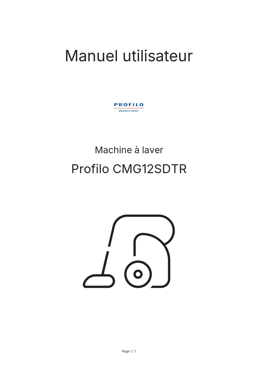 Page n°1 - Manuel utilisateur Profilo CMG12SDTR