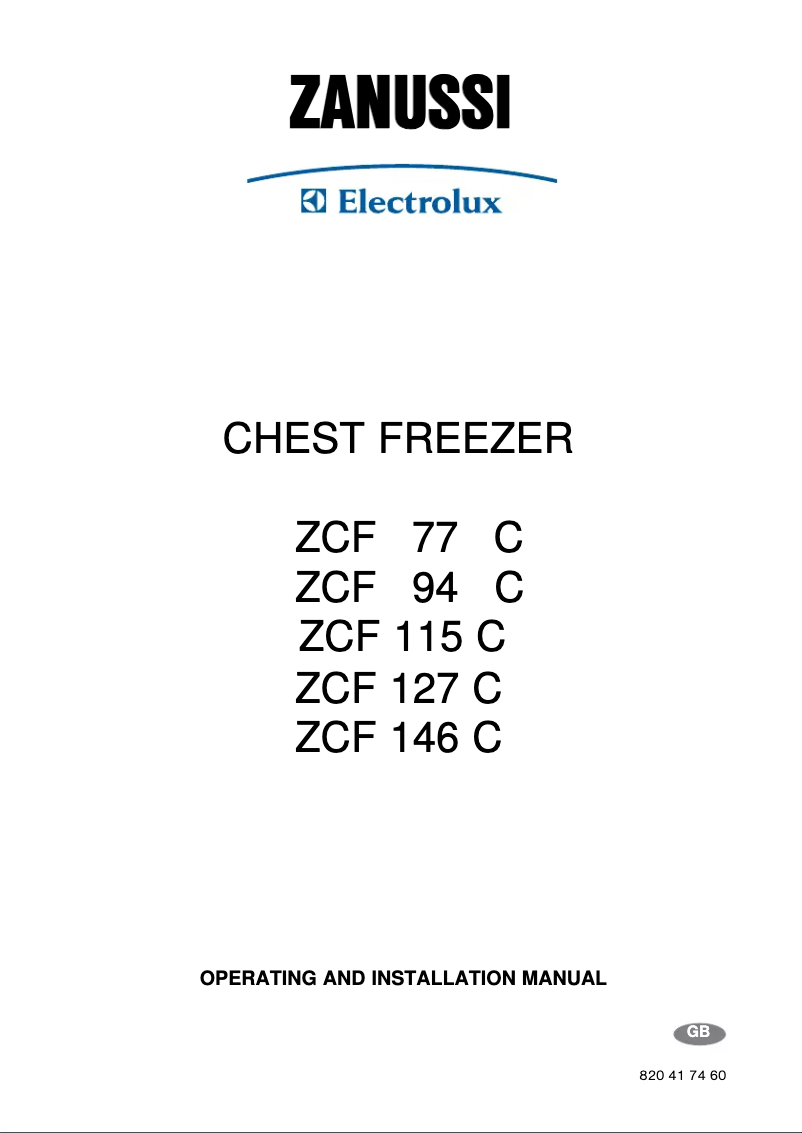 Page 1 de la notice Manuel utilisateur Zanussi-Electrolux ZCF77C