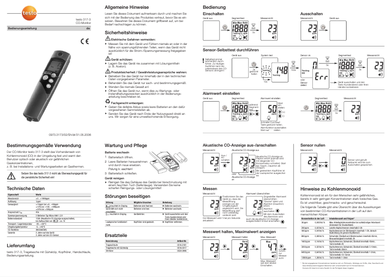Page 1 de la notice Manuel utilisateur Testo 317-3