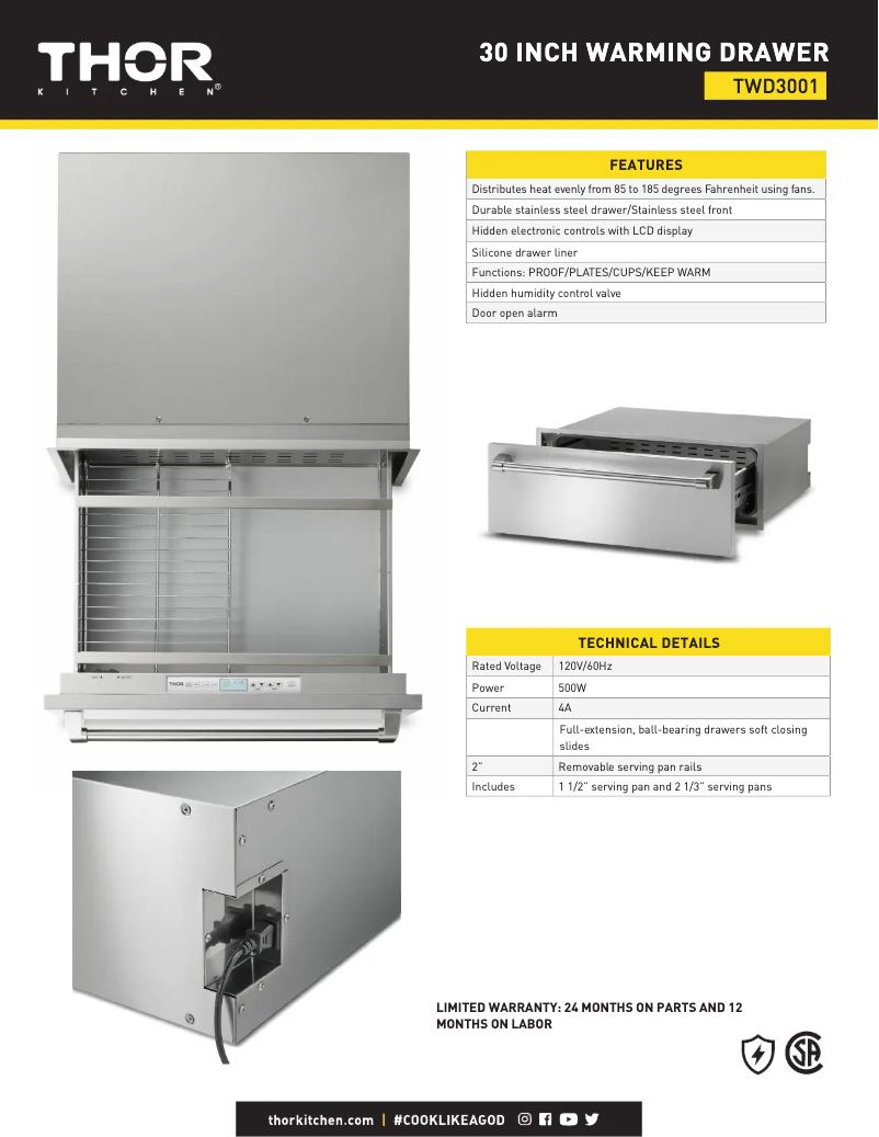 Página 1 del manual Ficha técnica Thor TWD3001
