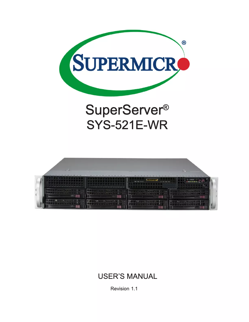 Page 1 de la notice Manuel utilisateur Supermicro SuperServer SYS-521E-WR