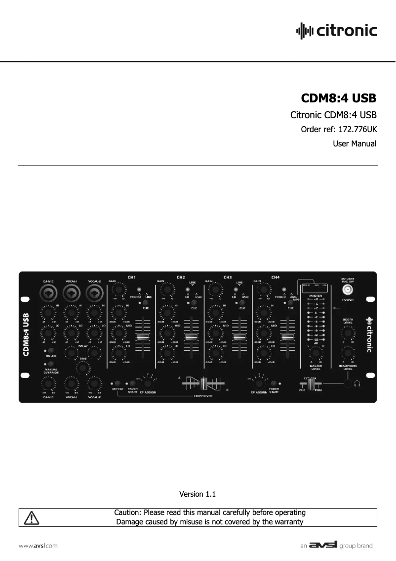 Page 1 de la notice Manuel utilisateur Citronic CDM8:4 mkV