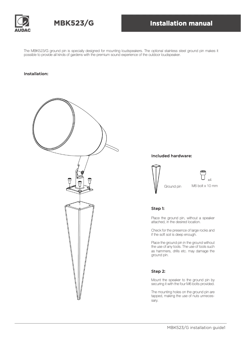 Page n°1 - Manuel utilisateur Audac MBK523/G