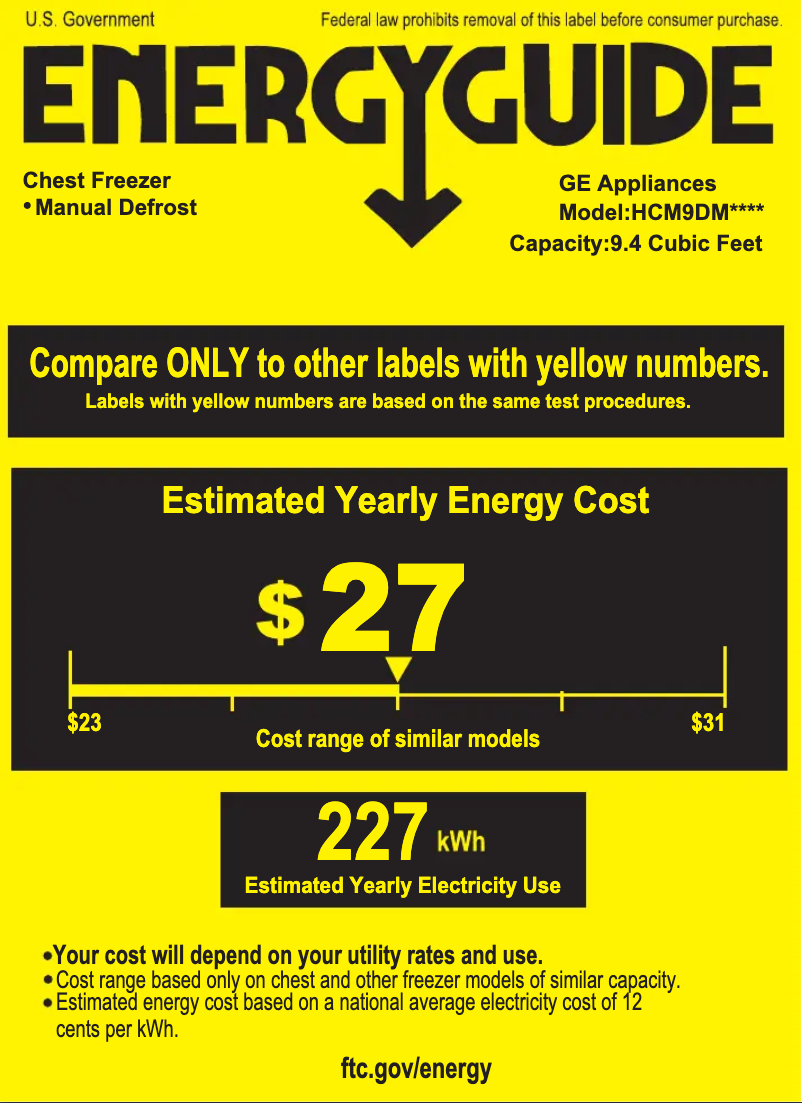 Page n°1 - Label énergétique GE HCM9DMWW
