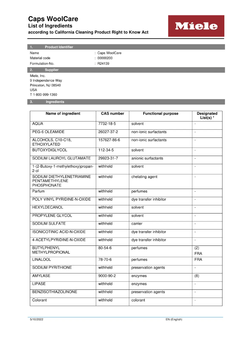 Page 1 de la notice Manuel utilisateur Miele WA CWC 0902 L