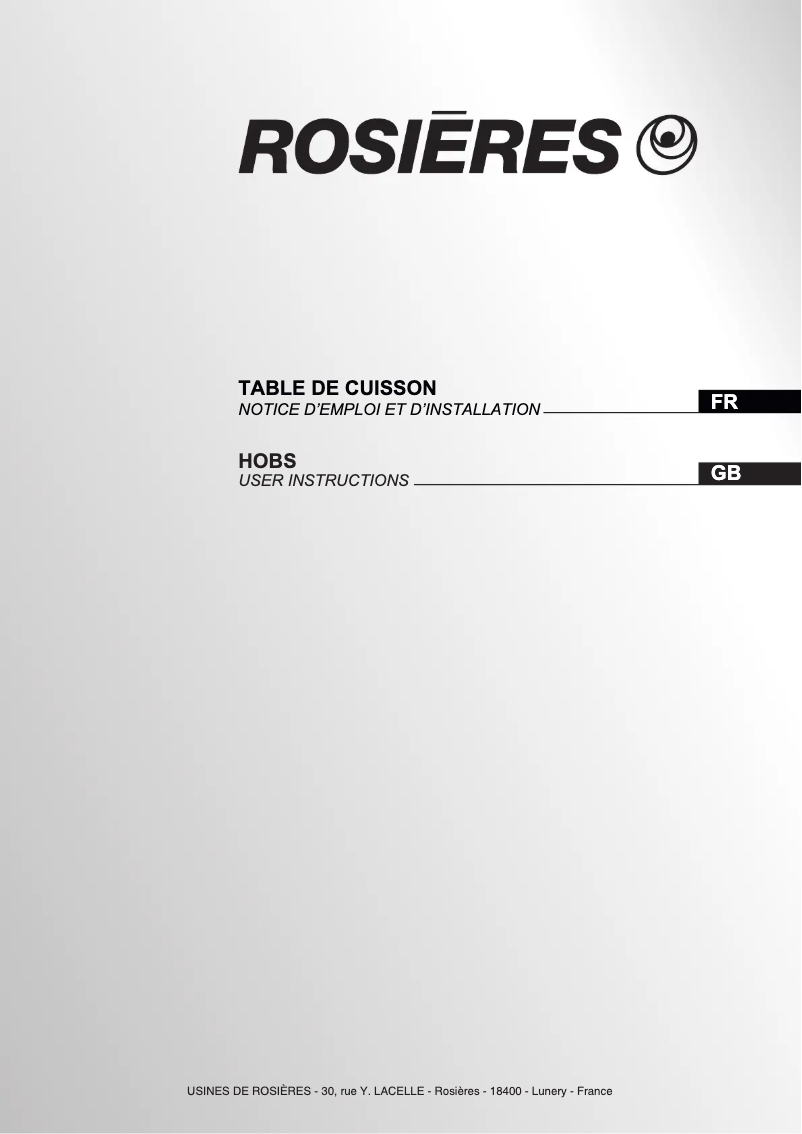 Page n°1 - Manuel utilisateur Rosieres RH 64 CT/1
