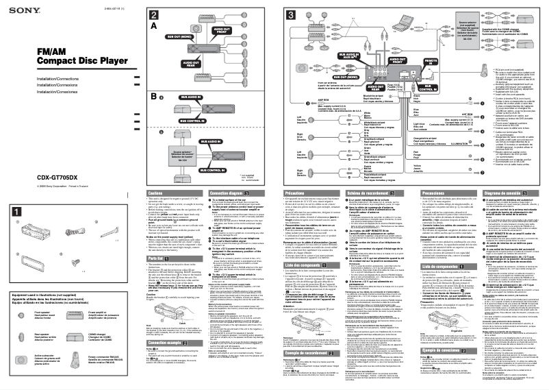 Page 1 de la notice Guide d'installation Sony CDX-GT705DX