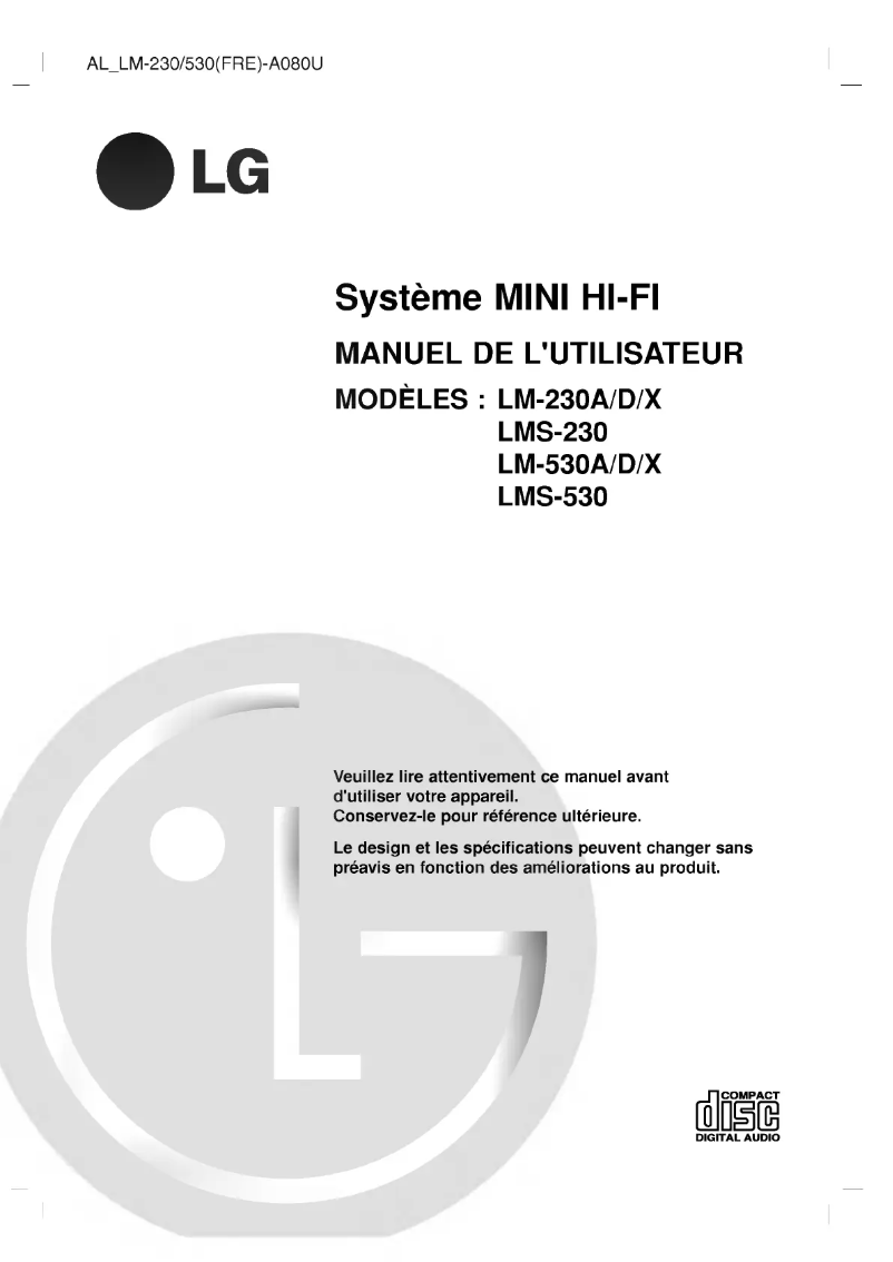 Image de la première page du manuel de l'appareil LM-530A