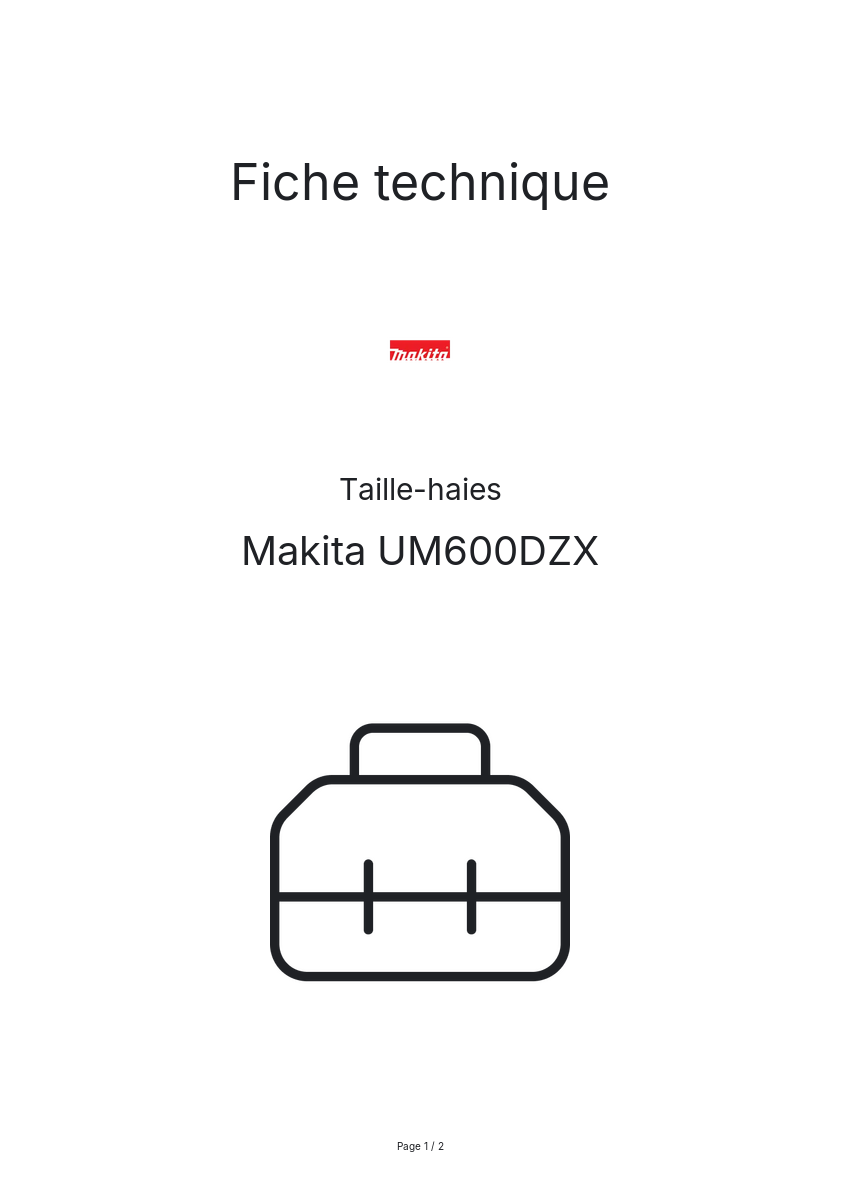 Page n°1 - Fiche technique Makita UM600DZX