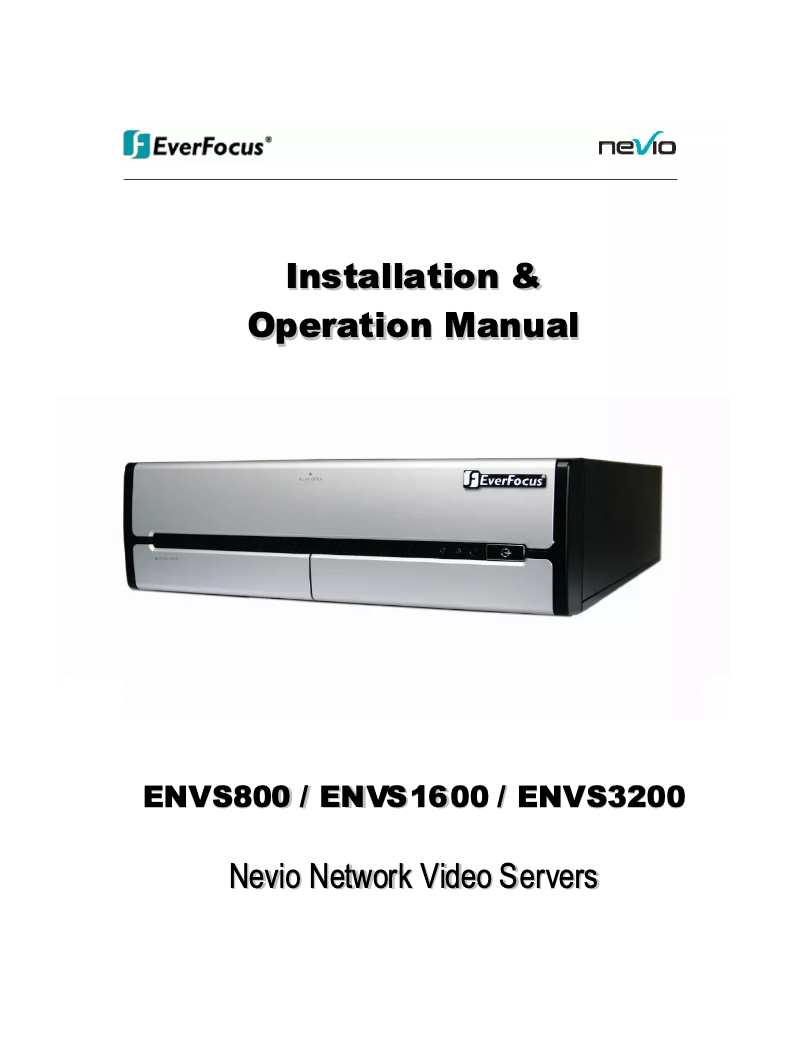 Page 1 de la notice Manuel utilisateur EverFocus ENVS800