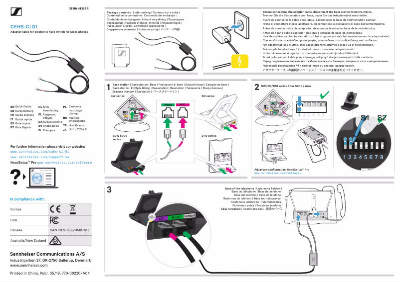 Page 1 de la notice Manuel utilisateur Sennheiser CEHS-CI 01