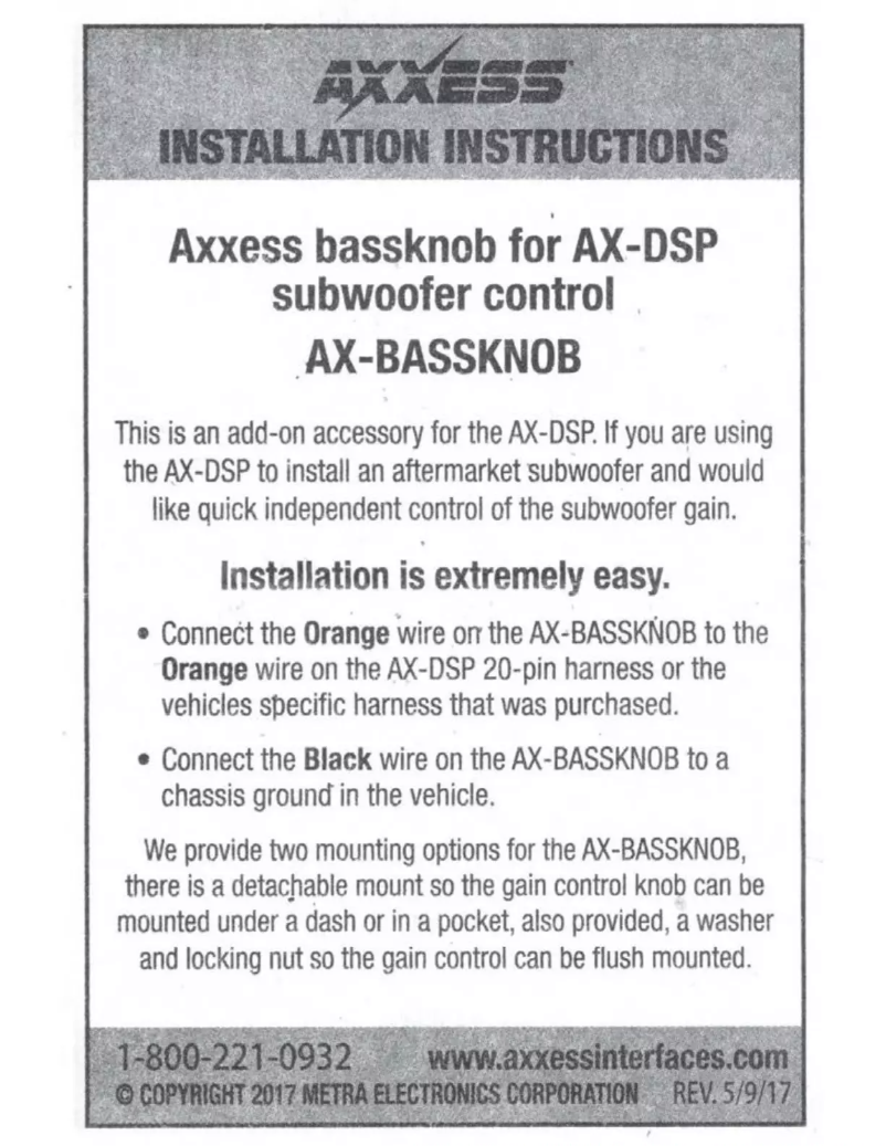 Image de la première page du manuel de l'appareil Axxess AXDSPX-ETH1