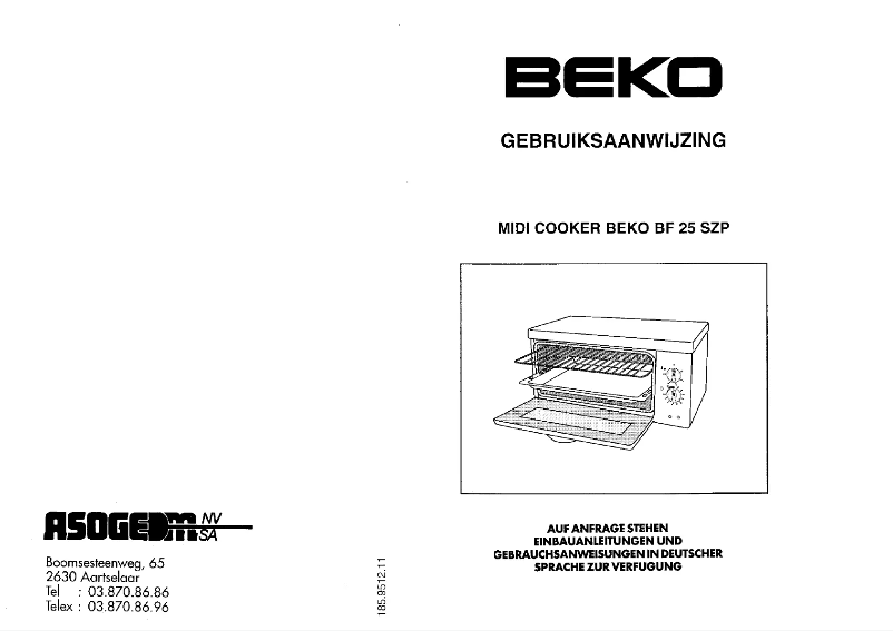 Page 1 de la notice Manuel utilisateur Beko BF 25SZP