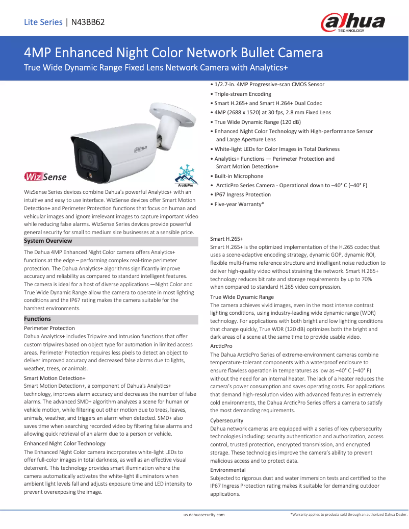 Page n°1 - Fiche technique Dahua Technology N43BB62