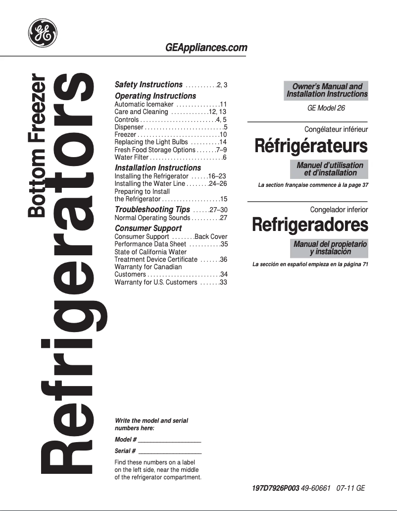 Imagen de la primera página del manual del dispositivo GFSS6PKBSS