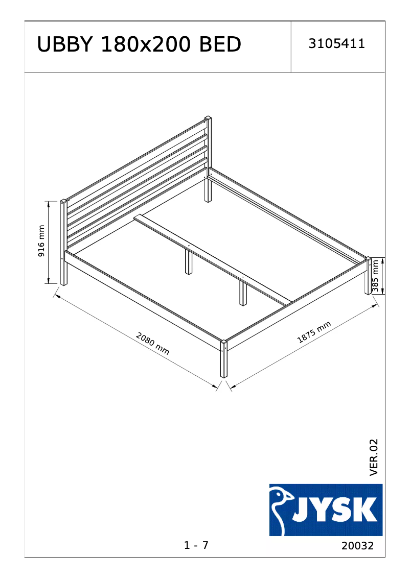 Page n°1 - Manuel utilisateur JYSK Ubby (180x200)