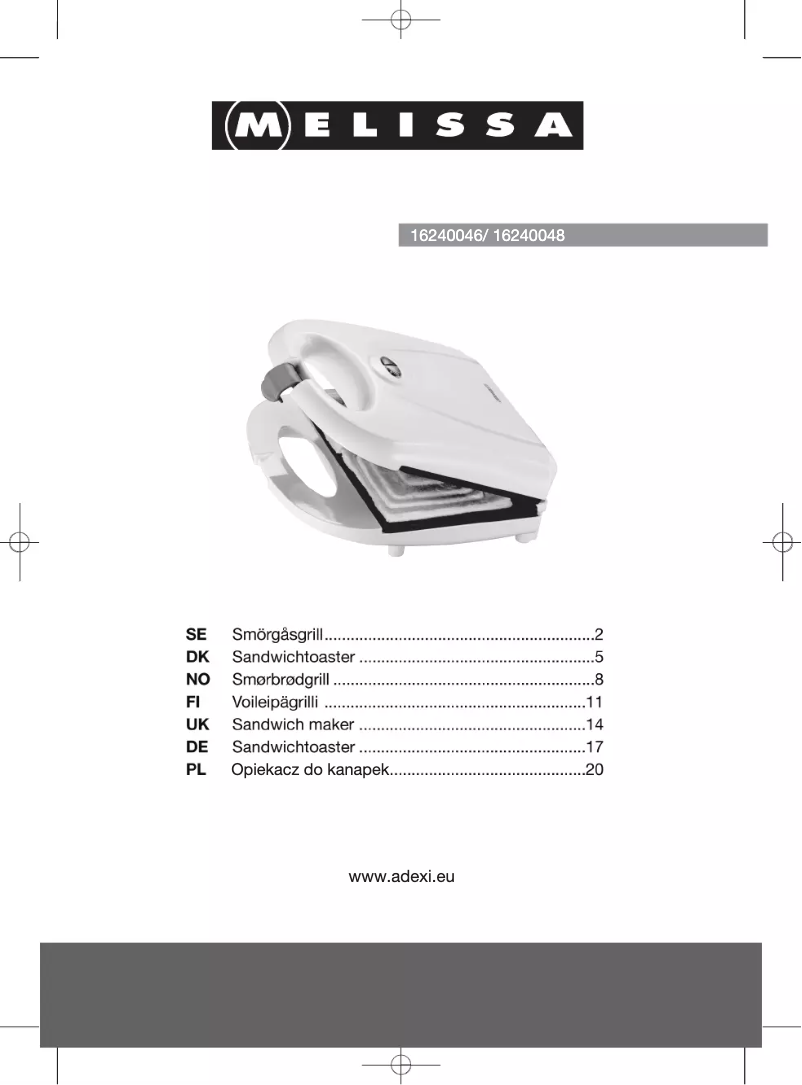 Page 1 of the manual User Manual Melissa 16240046