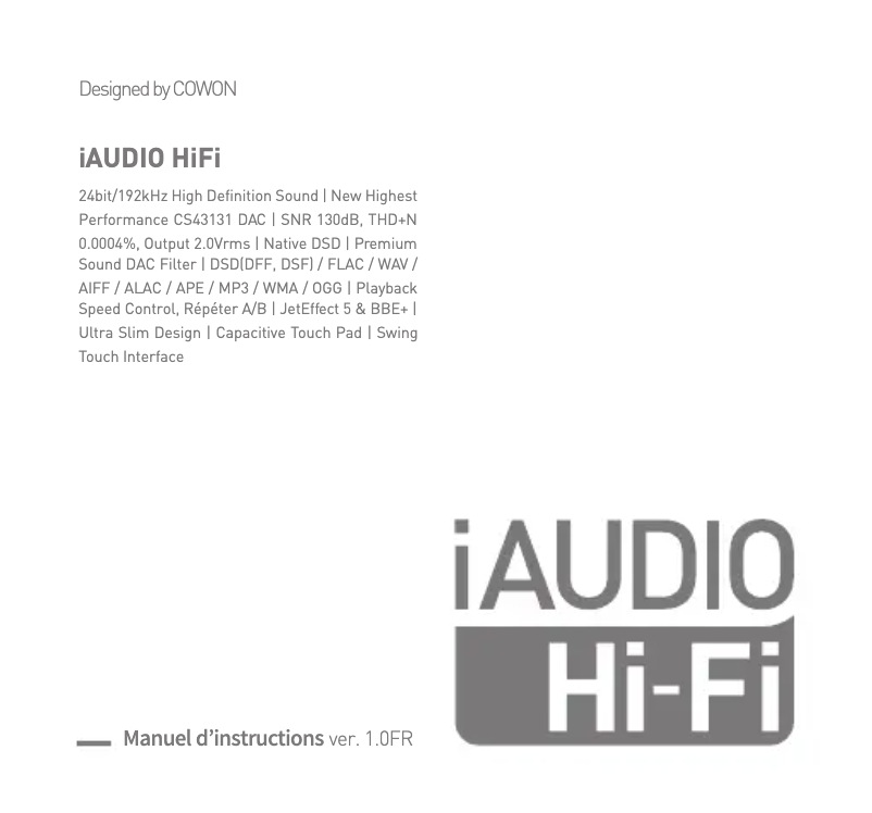 Image de la première page du manuel de l'appareil iAUDIO HiFi