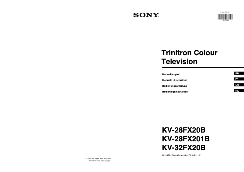 Page 1 de la notice Manuel utilisateur Sony KV-28FX201B