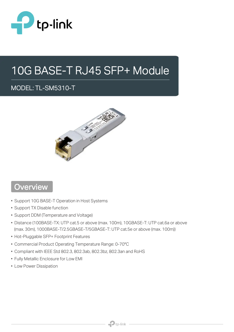 Image de la première page du manuel de l'appareil TL-SM5310-T