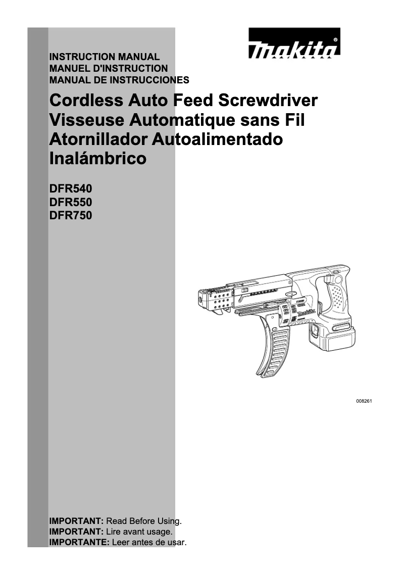 Page n°1 - Manuel utilisateur Makita DFR750Z