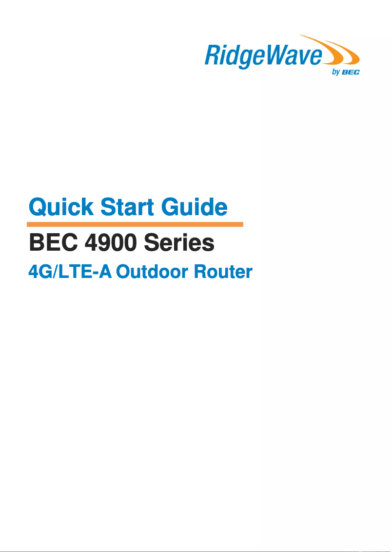 Page 1 de la notice Manuel utilisateur BEC Technologies RidgeWave 4900R21