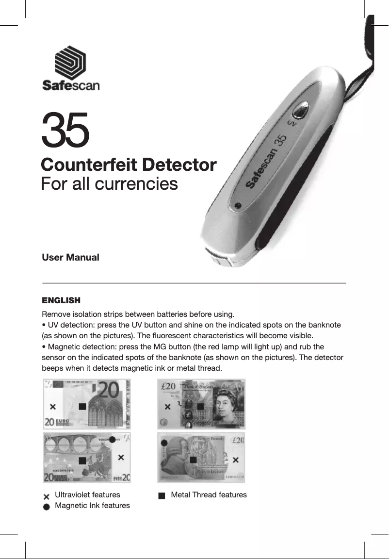 Page n°1 - Manuel utilisateur Safescan Safescan 35