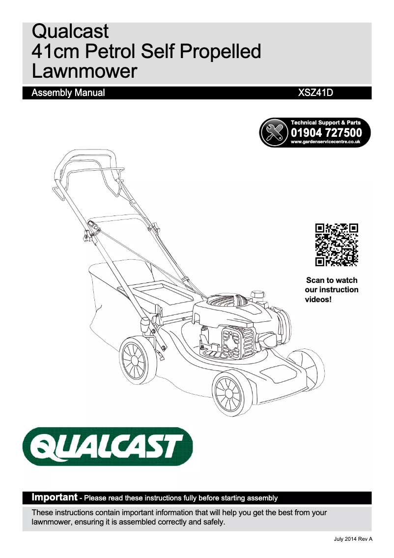 Page 1 de la notice Manuel utilisateur Qualcast XSZ41D