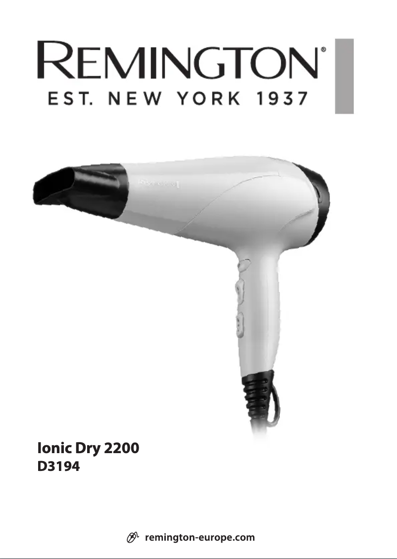 Page 1 de la notice Manuel utilisateur Remington Ionic 2200 D3194