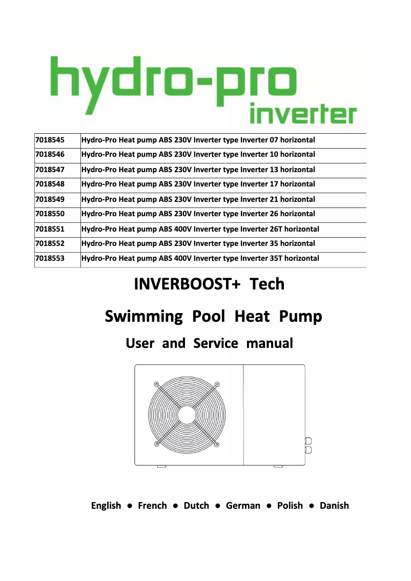 Page 1 de la notice Manuel utilisateur Hydro-Pro Inverter 35T