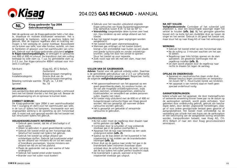Page 1 de la notice Manuel utilisateur Kisag 204025