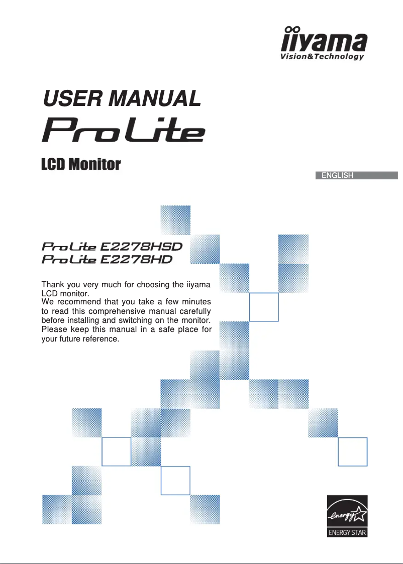 Page 1 de la notice Manuel utilisateur Iiyama ProLite E2278HD