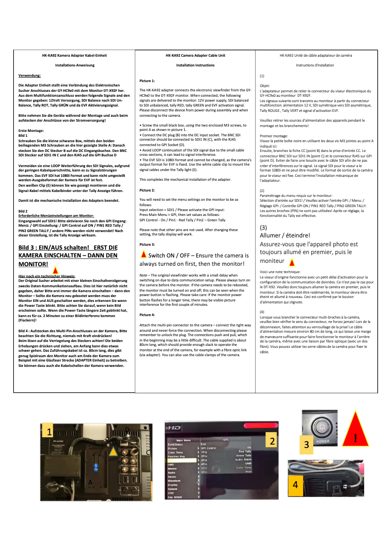 Page 1 de la notice Manuel utilisateur JVC HK-KA92