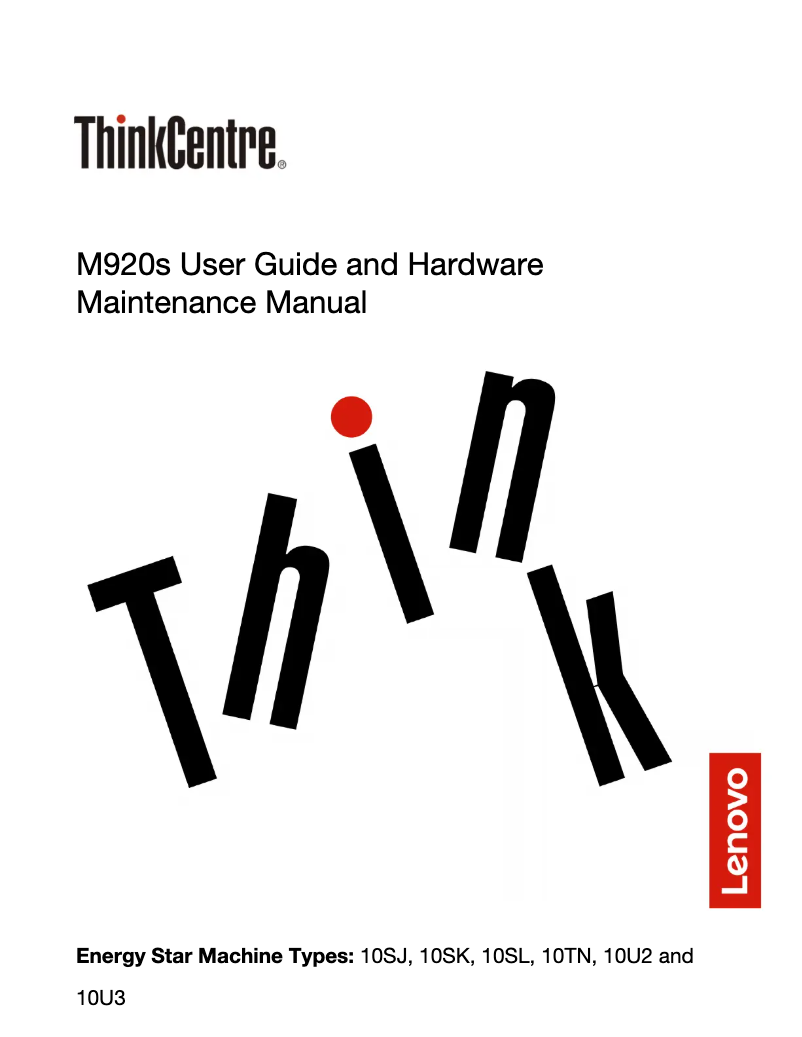Page n°1 - Manuel utilisateur Lenovo ThinkCentre M920s