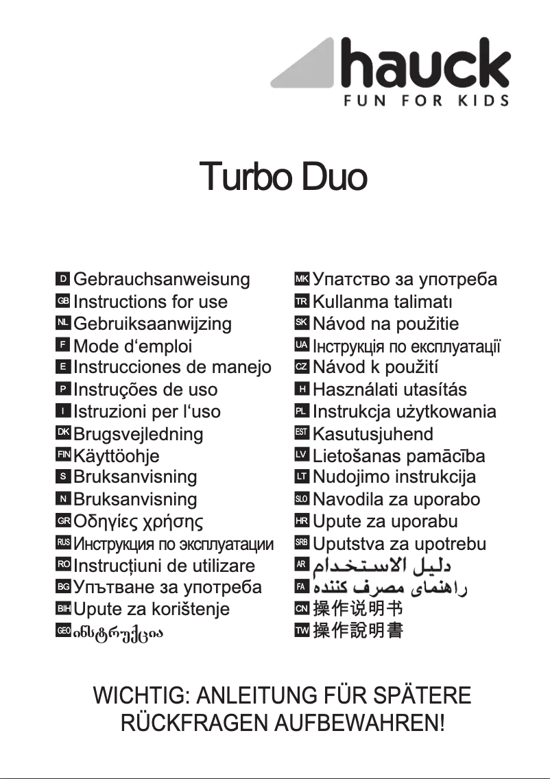 Page n°1 - Manuel utilisateur Hauck Turbo Duo