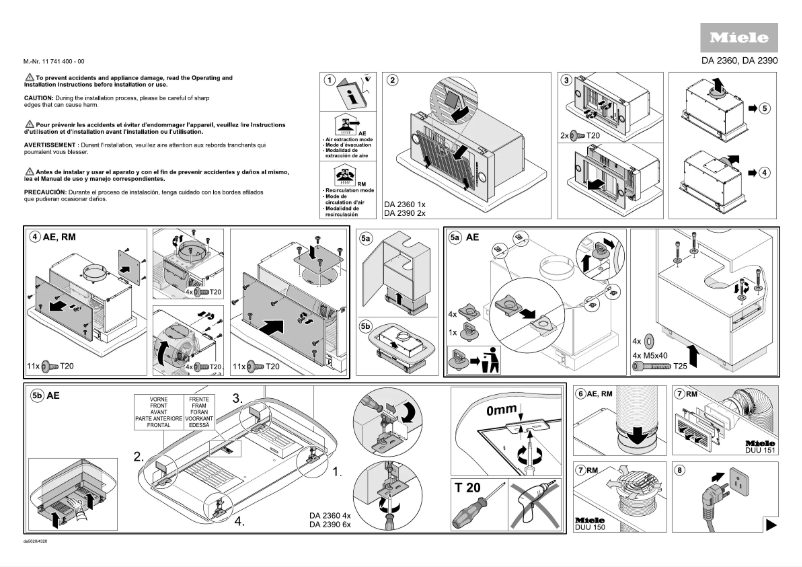 Page n°1 - Guide d'installation Miele DA 2360