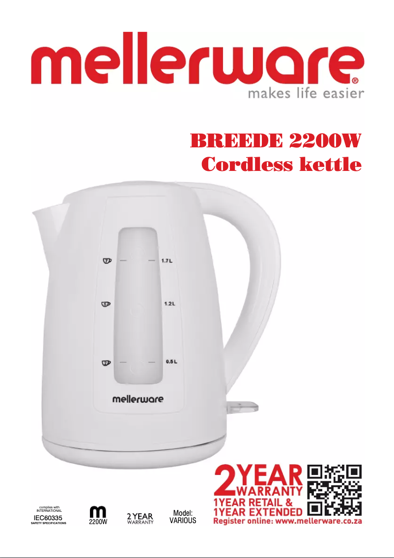 Page 1 de la notice Manuel utilisateur Mellerware Breede 22600BK