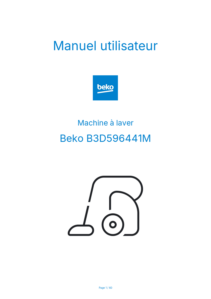 Page n°1 - Manuel utilisateur Beko B3D596441M